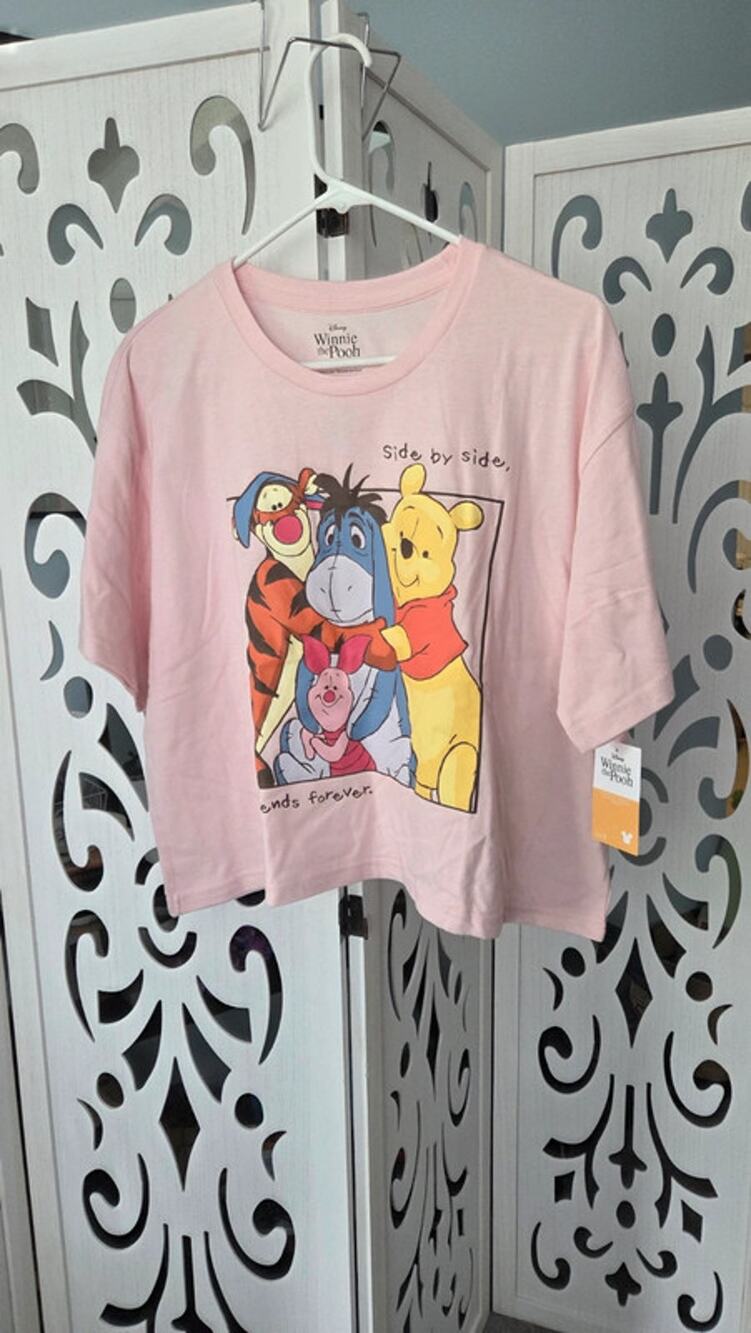 Disney Winnie the Pooh Friends Forever Pink Crop T-Shirt Women's 1X NWT Pooh